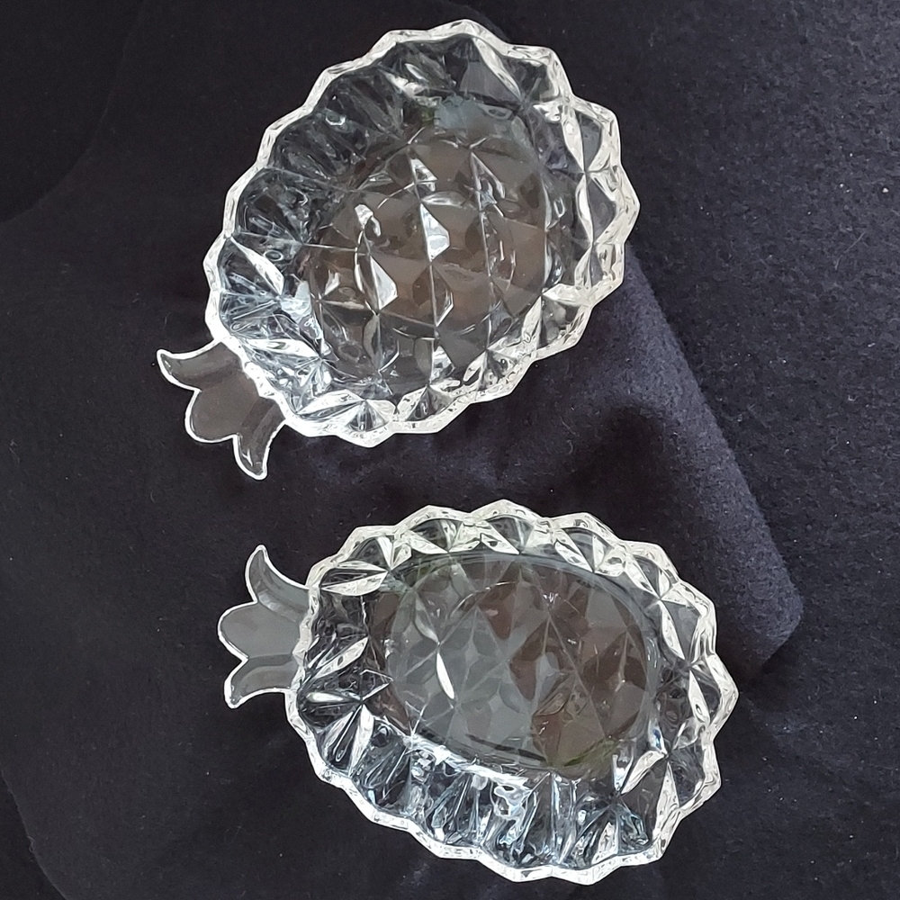 Vintage 2pc Glass Pineapple Candy/Fruit Dish